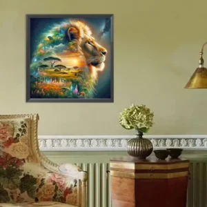 Oil Art Silhouette Lion Picture Decor40x40cm