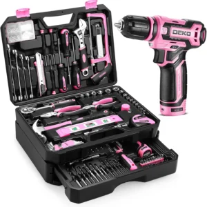 DEKO Home Mechanic Toolbox with 12V Power Cordless Drill
